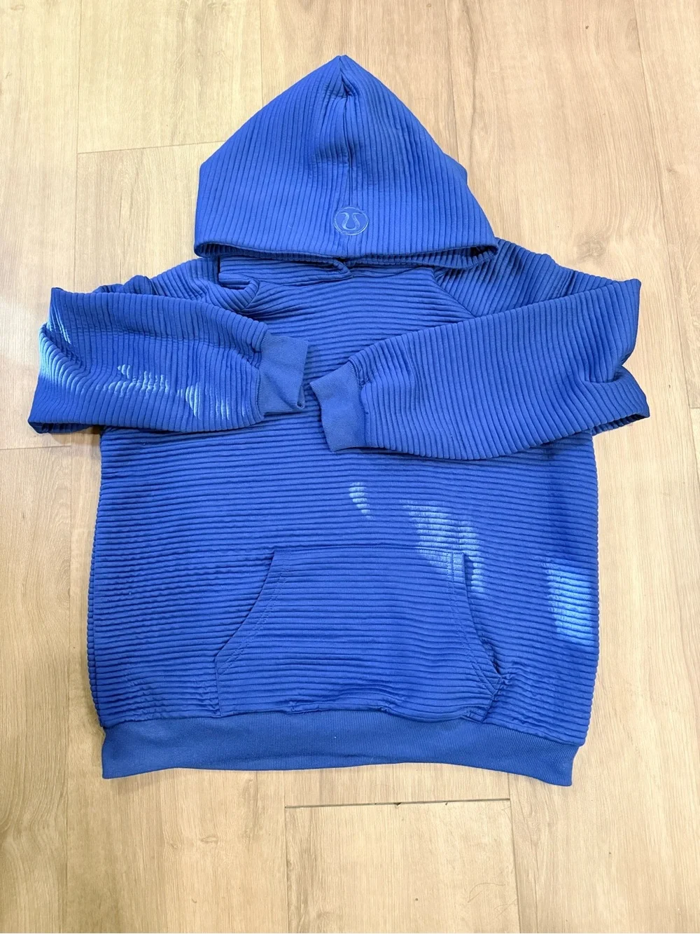 Lululemon Ribbed Oversized Hoodie Blue Size L Kangaroo Pocket